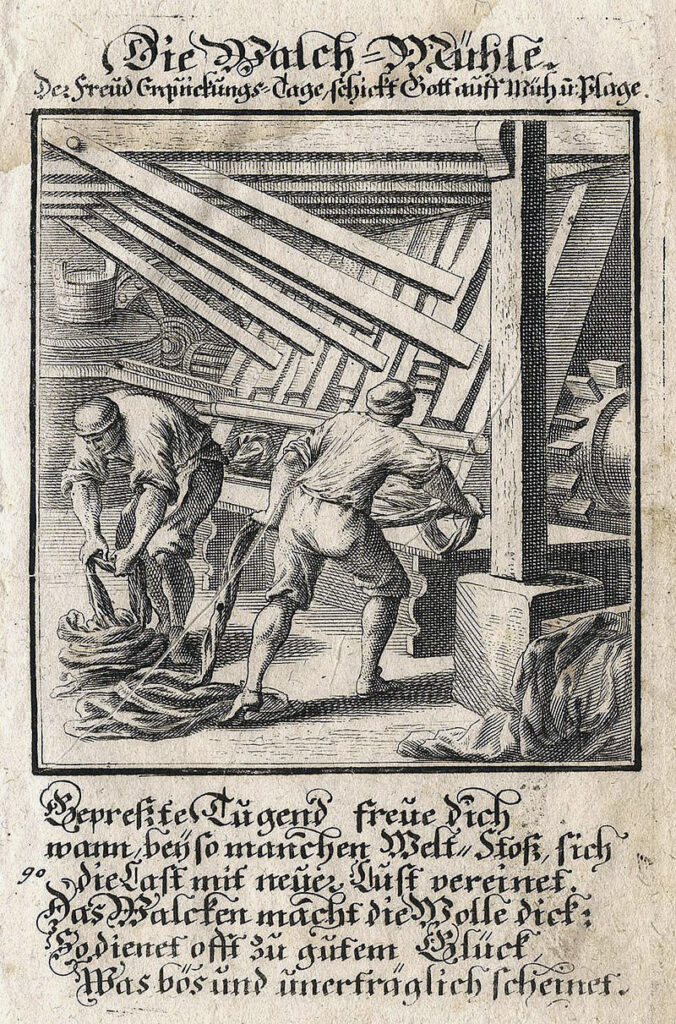 "Die Walch-Mühle" from Christoff Weigel: Abbildung Der Gemein-Nützlichen Haupt=Stände [...], Regensburg 1698.