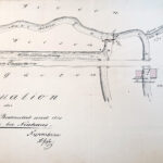 „Situation der Mühlen des Bodenstab [= „Roggenmühle“] und des Tüllmann [= Walkmühle] bei Neuhaus“ 1849 (LA Detmold, Regierung Minden, I U Nr. 660, unfol.)