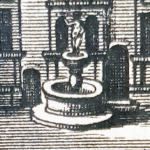 Detail: „Neptune Fountain“ in the courtyard of the Residence Palace around 1670 (copperplate engraving by J. G. Rudolphi, in: Ferdinand von Fürstenberg, Monumenta Paderbornensia, Amsterdam 1672)