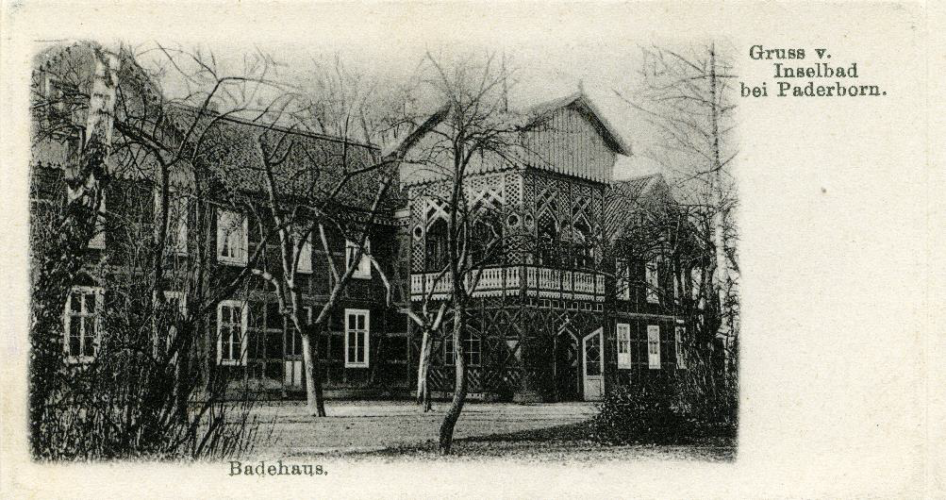 Ansichtskarte um 1903 (StA Paderborn, M 1 Ansichtskartensam mlung, Klassifikationsgruppe 5, Inselbad)Ansichtskarte um 1903 (StA Paderborn, M 1 Ansichtskartensam mlung, Klassifikationsgruppe 5, Inselbad)